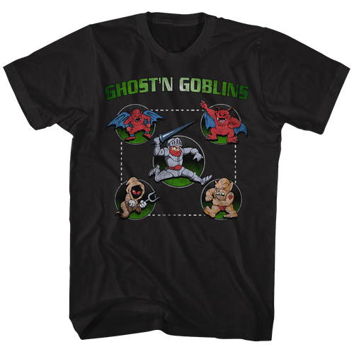 Ghosts 'n Goblins Full Circle Black Adult T-Shirt