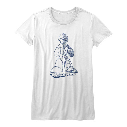 Mega Man Blueprint White Junior Women's T-Shirt