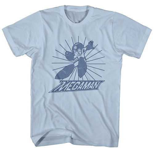 Mega Man Mega Burst Light Blue Adult T-Shirt