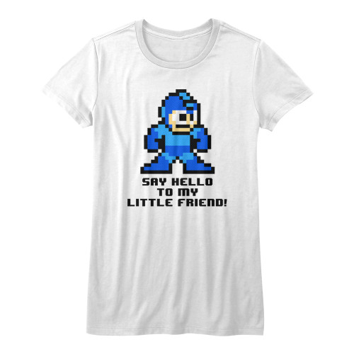 Mega Man Say Hello To My Little Friend White Junior Women's T-Shirt
