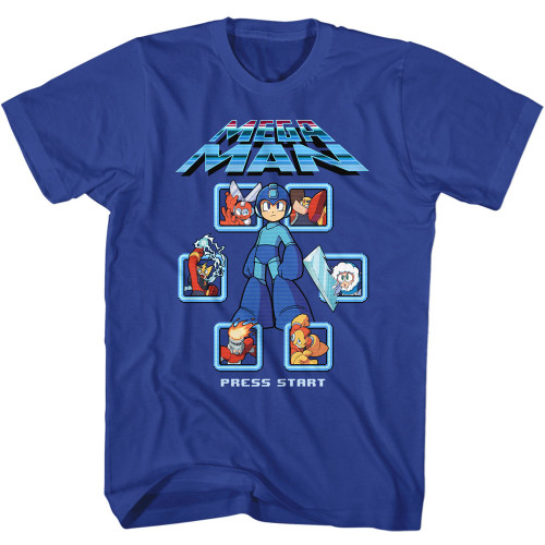 Mega Man Select Screen Remix Royal Adult T-Shirt