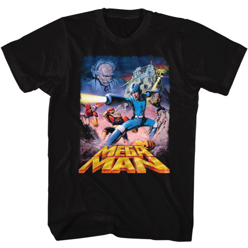Mega Man Postery Black Adult T-Shirt