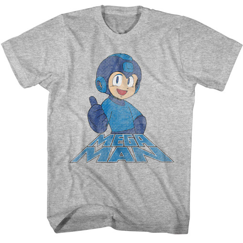 Mega Man Right On Gray Heather Adult T-Shirt