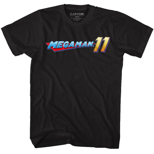 Mega Man Mega Logo Black Adult T-Shirt