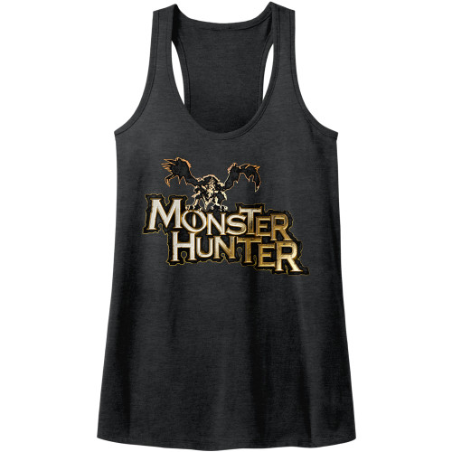 Monster Hunter Logo Dark Gray Heather Junior Women's Racerback Tank Top T-Shirt