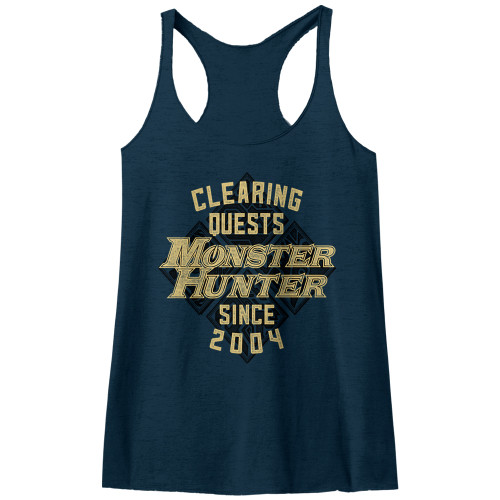 Monster Hunter Since '04 Vintage Navy Junior Women's Raw Edge Racerack Tank Top T-Shirt