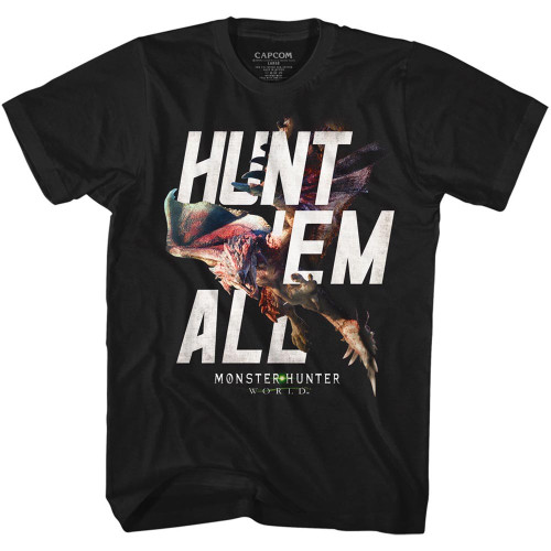 Monster Hunter Hunt 'Em All Black Adult T-Shirt