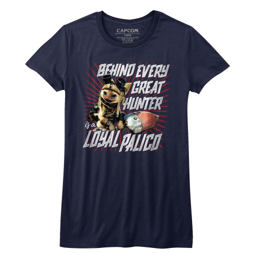 Monster Hunter Loyal Palico Navy Junior Women's T-Shirt