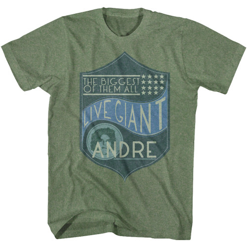 Andre The Giant Biggest Of Them All Military Green Heather Adult T-Shirt