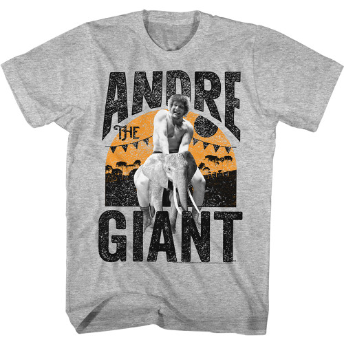 Andre The Giant Elephant Ride Gray Heather Adult T-Shirt