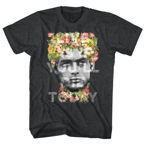 James Dean Flower Crown Black Heather Adult T-Shirt