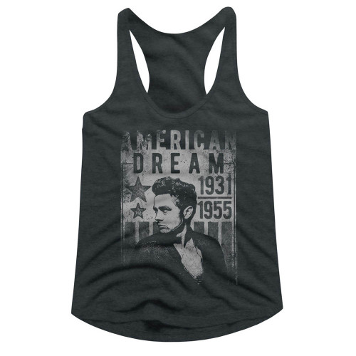 James Dean Dream Dark Gray Junior Women's Racerback Tank Top T-Shirt