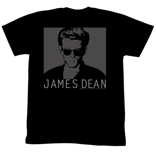 James Dean Striped Up Dean Black Adult T-Shirt