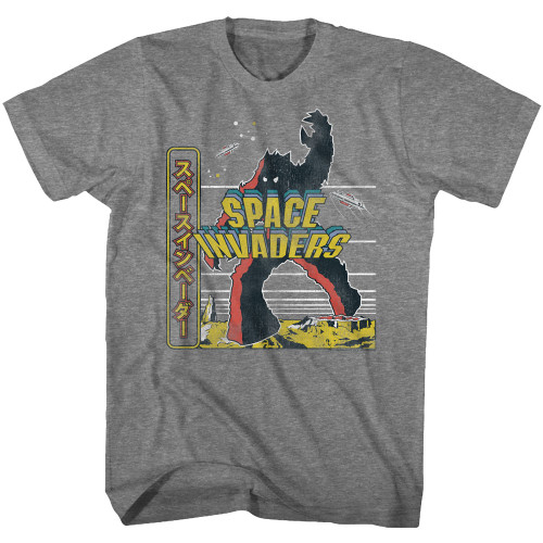 Space Invaders Invading Graphite Heather Adult T-Shirt