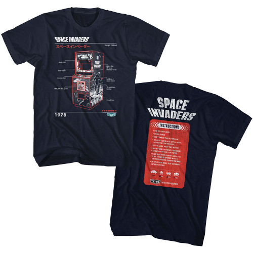 Space Invaders Cab Navy Adult T-Shirt