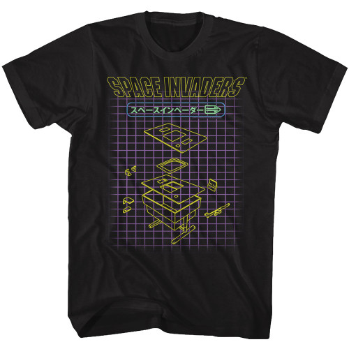 Space Invaders Machine Press Black Adult T-Shirt