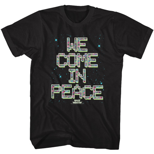 Space Invaders We Come In Peace Black Adult T-Shirt