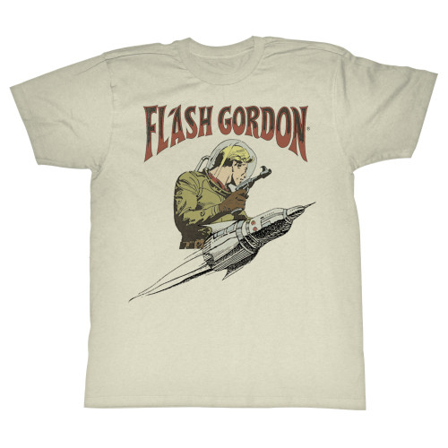 Flash Gordon Flash Rocket Natural Adult T-Shirt