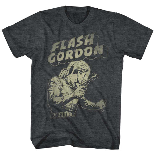 Flash Gordon Flash Aaaaaaa Black Heather Adult T-Shirt