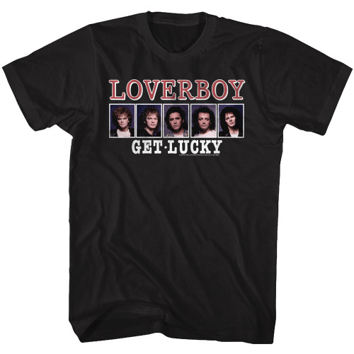 Loverboy Get Lucky Black Adult T-Shirt