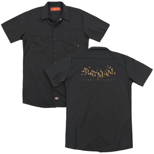 Batman Arkham Knight AK Flame Logo (Back Print) Black Adult Work Shirt