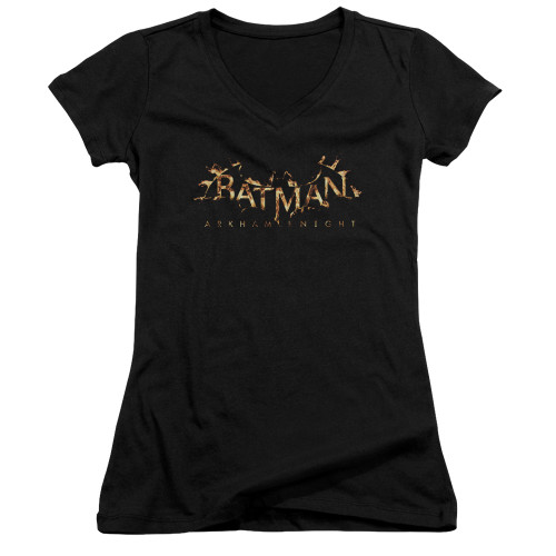 Batman Arkham Knight AK Flame Logo Black Junior Women's V-Neck T-Shirt