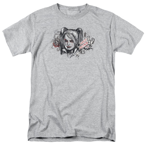 Batman Arkham Knight HQ Sketch Athletic Heather Adult 18/1 T-Shirt