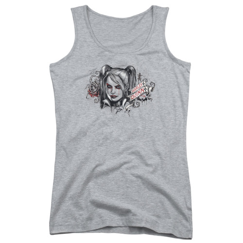 Batman Arkham Knight HQ Sketch Athletic Heather Junior Women's Tank Top T-Shirt