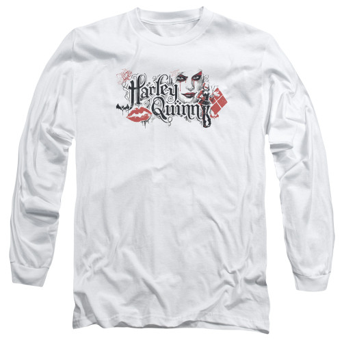 Batman Arkham Knight Lips White Adult Long Sleeve T-Shirt