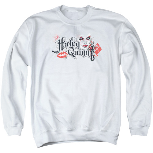 Batman Arkham Knight Lips White Adult Crewneck Sweatshirt