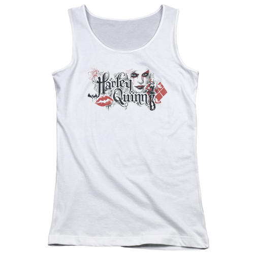 Batman Arkham Knight Lips White Junior Women's Tank Top T-Shirt