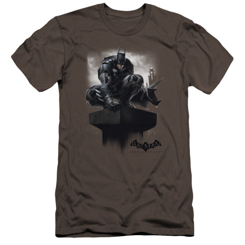 Batman Arkham Knight Perched Premuim Canvas Charcoal Adult Slim Fit 30/1 T-Shirt