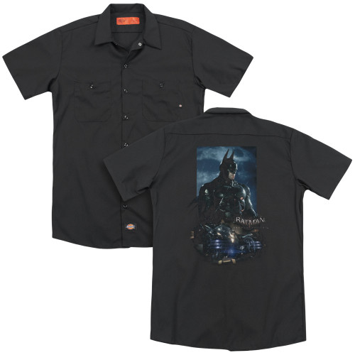 Batman Arkham Knight Batmobile (Back Print) Black Adult Work Shirt