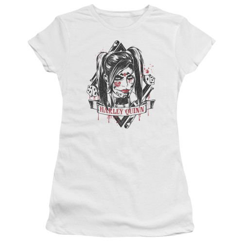 Batman Arkham Knight Sugar Quinn Sheer White Junior Women's T-Shirt