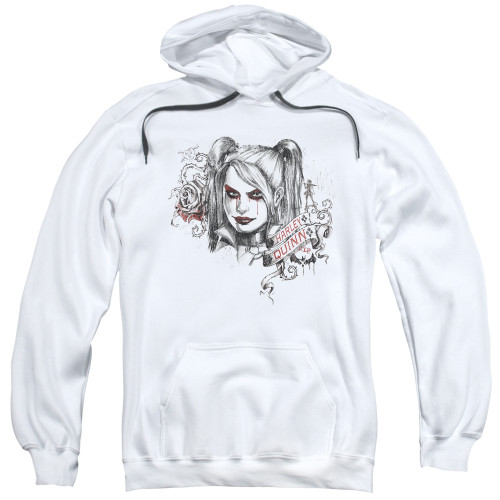 Batman Arkham Knight Sketchy Girl White Adult Pullover Hoodie Sweatshirt