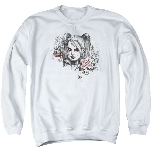 Batman Arkham Knight Sketchy Girl White Adult Crewneck Sweatshirt
