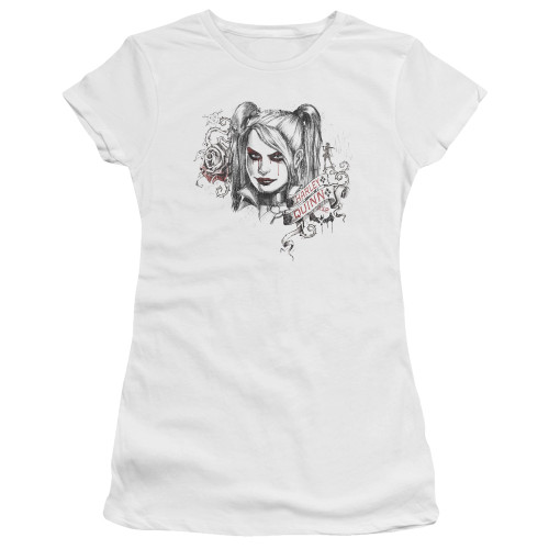 Batman Arkham Knight Sketchy Girl Sheer White Junior Women's T-Shirt