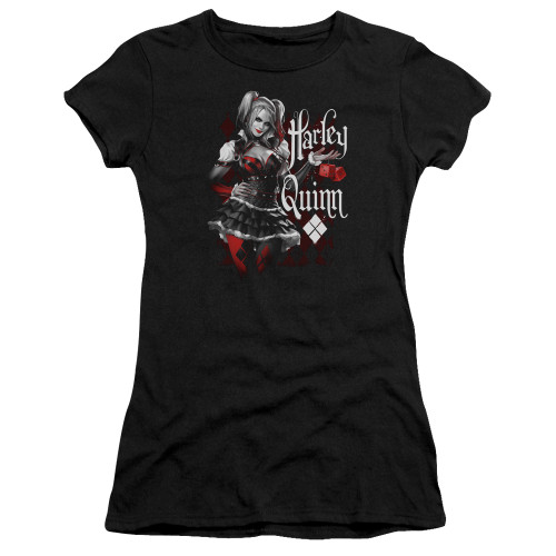 Batman Arkham Knight Dice Sheer Black Junior Women's T-Shirt