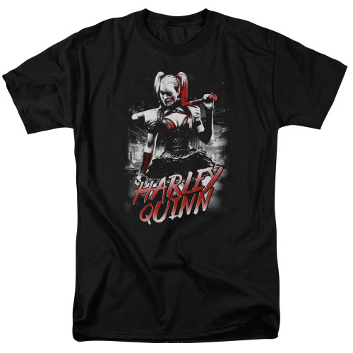 Batman Arkham Knight Quinn City Black Adult 18/1 T-Shirt
