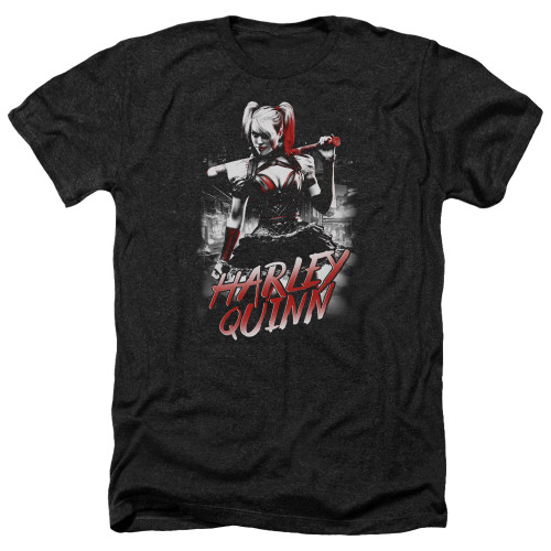 Batman Arkham Knight Quinn City Heather Black Adult T-Shirt