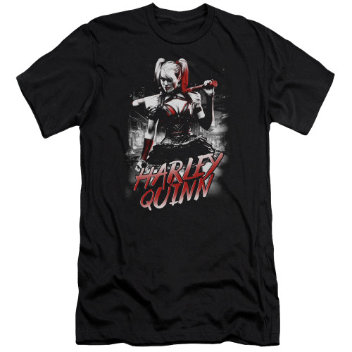 Batman Arkham Knight Quinn City Black Adult 30/1 T-Shirt
