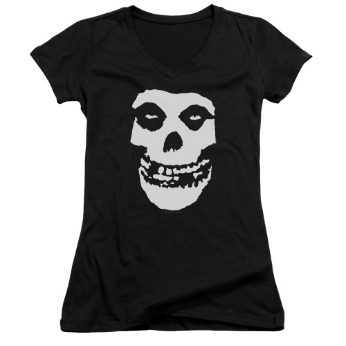 Misfits Fiend Skull Junior Women's V-Neck Black T-Shirt