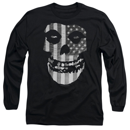 Misfits Fiend Flag Long Sleeve Classic Adult 18/1 Black T-Shirt
