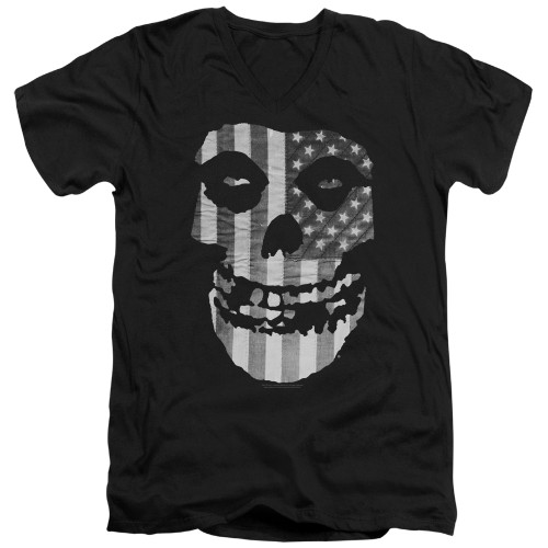 Misfits Fiend Flag S/S Adult Classic V-Neck 30/1 Black T-Shirt