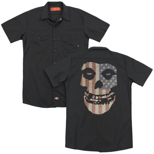 Misfits Fiend Flag (Back Print) Adult Classic Work Shirt Black