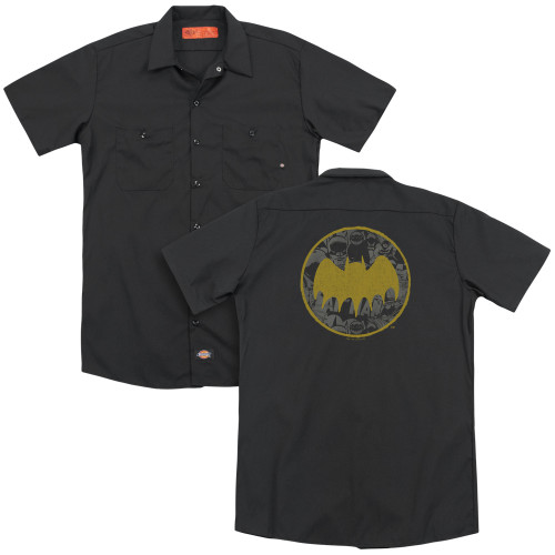 Batman Vintage Symbol Collage (Back Print) Adult Work T-Shirt Black