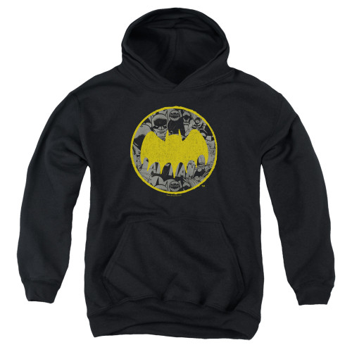 Batman Vintage Symbol Collage Youth Pullover Hoodie Sweatshirt Black