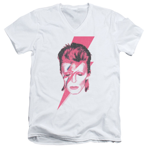 David Bowie Aladdin Sane S/S Adult V Neck 30/1 T-Shirt White