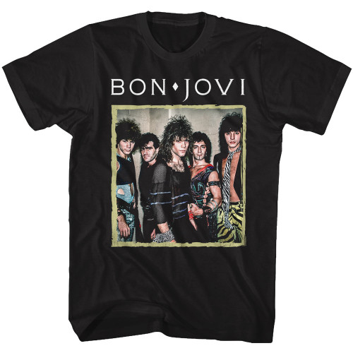 Bon Jovi Retro Frame Black Adult T-Shirt