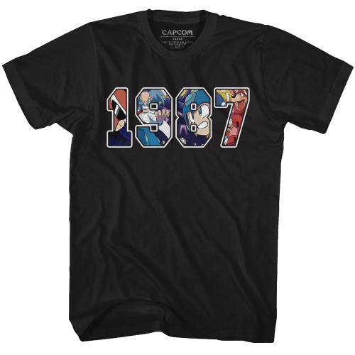 Mega Man 1987 Black Adult T-Shirt